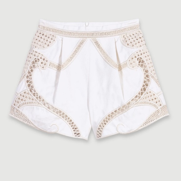 NWT 🐚 MAJE Crochet-knit White Women's Shorts - Picture 7 of 9